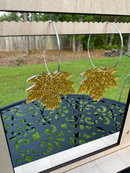 Maple Leaf - Gold Glitter